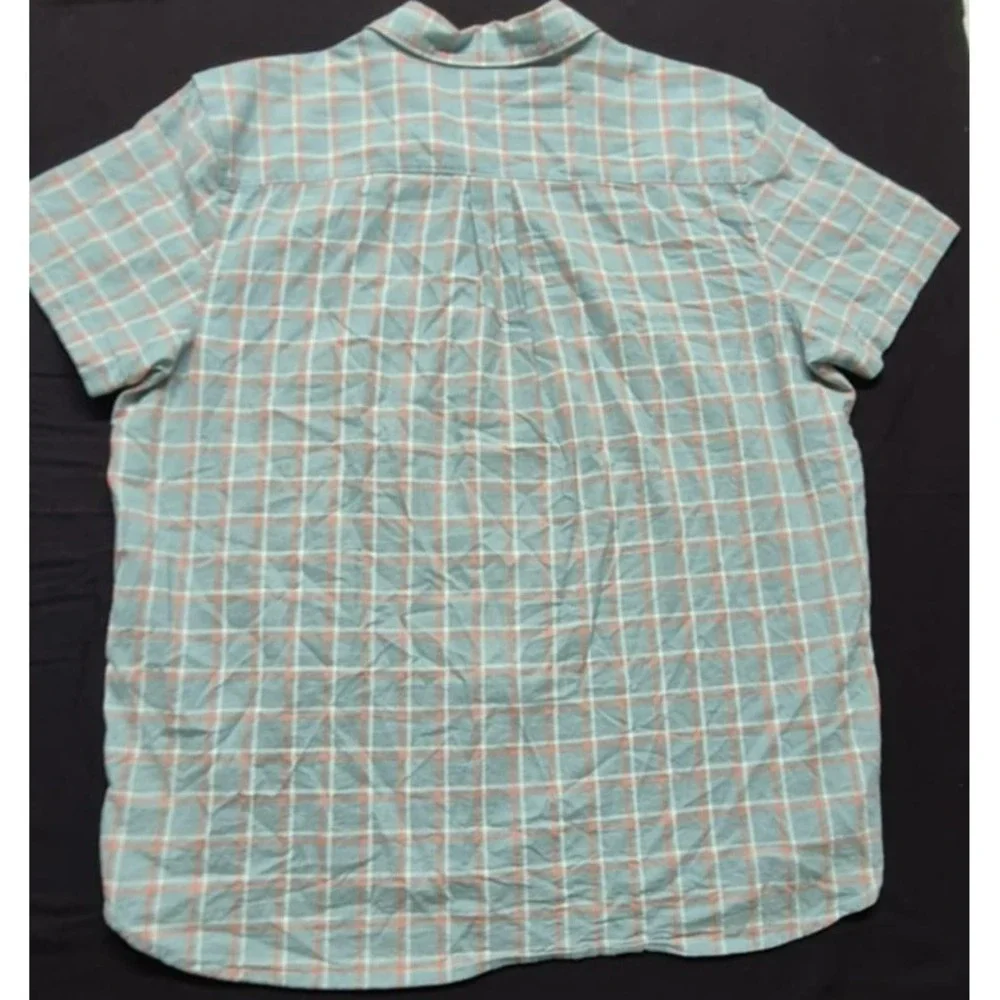 The North‎ Face men's blue/orange plaid short sleeve button down shirt sz. XL